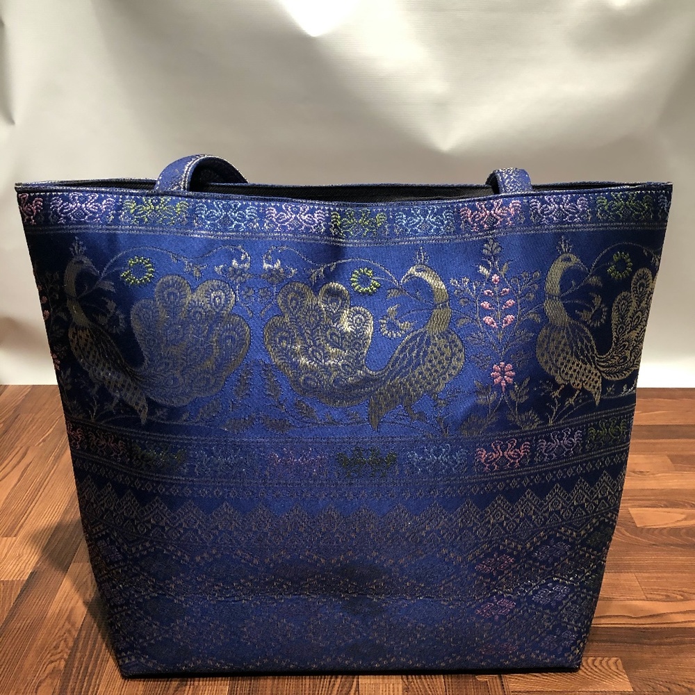 Blue Peacock Design Tote